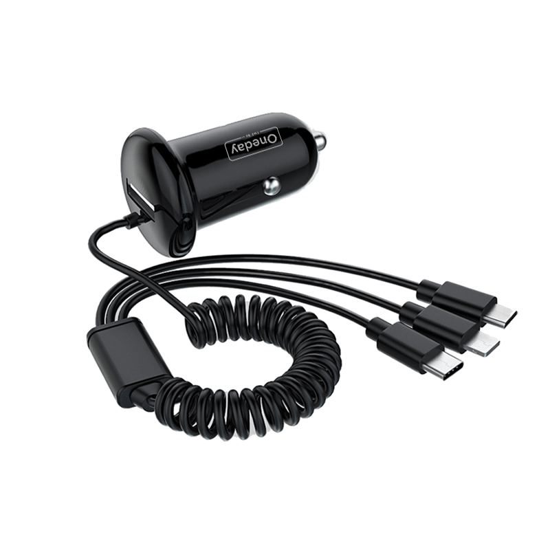 Oneday Customized ER07 USB port+TYPEC cable  3 IN 1 car charger