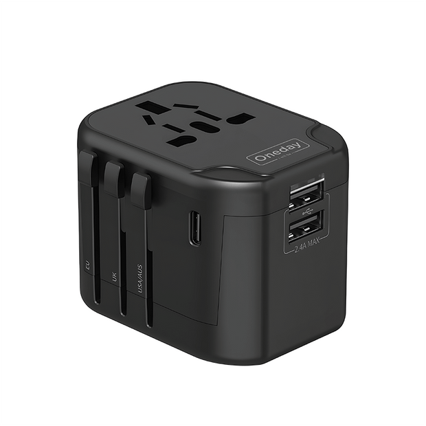 Customizable Oneday IC02 EU / US / UK 3 in 1) Multi-function Travel Adapter & Charger Super Adapter Fast Charging Wall Cell Phone Charger
