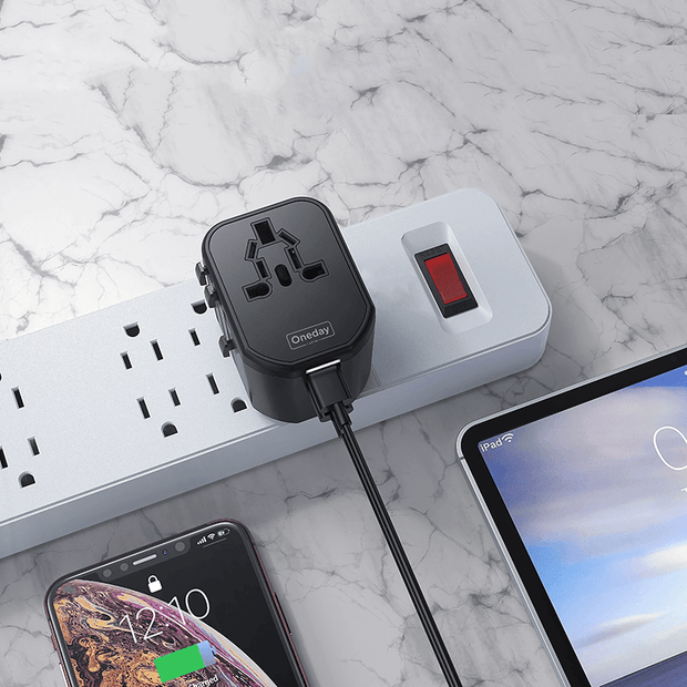 Customizable Oneday IC02 EU / US / UK 3 in 1) Multi-function Travel Adapter & Charger Super Adapter Fast Charging Wall Cell Phone Charger