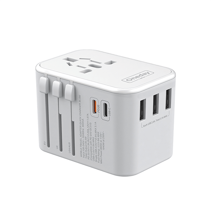 Customizable Oneday IC03 EU / US / UK 3 in 1) Multi-function Travel Adapter & Charger Super Adapter Fast Charging Wall Cell Phone Charger