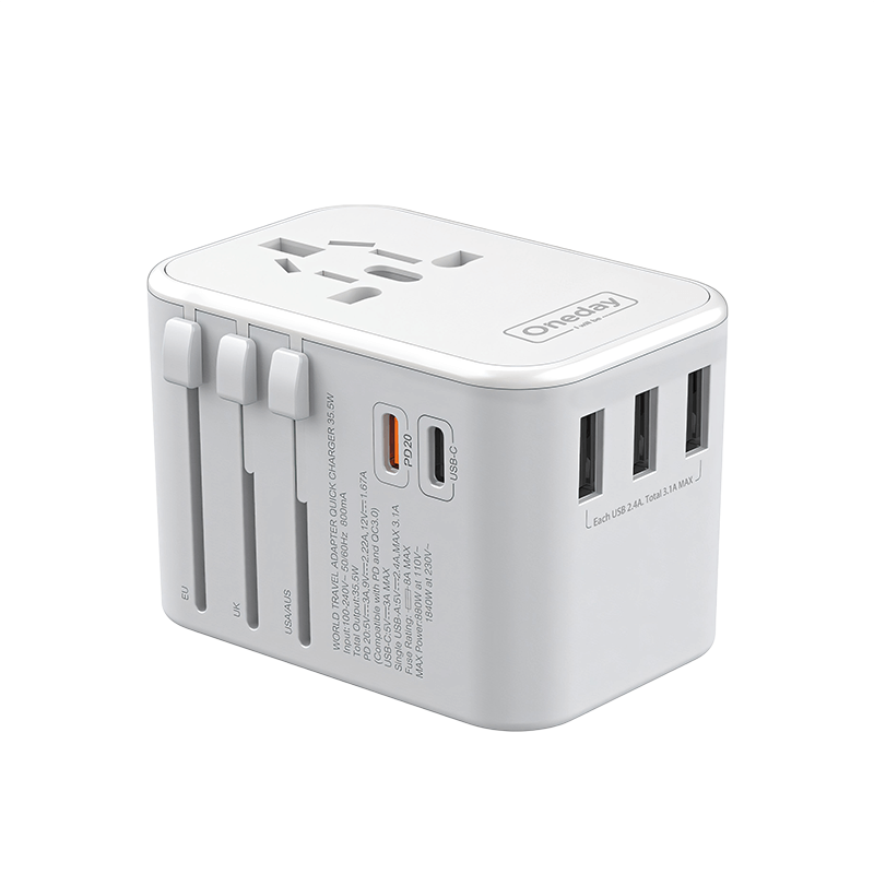 Customizable Oneday IC03 EU / US / UK 3 in 1) Multi-function Travel Adapter & Charger Super Adapter Fast Charging Wall Cell Phone Charger