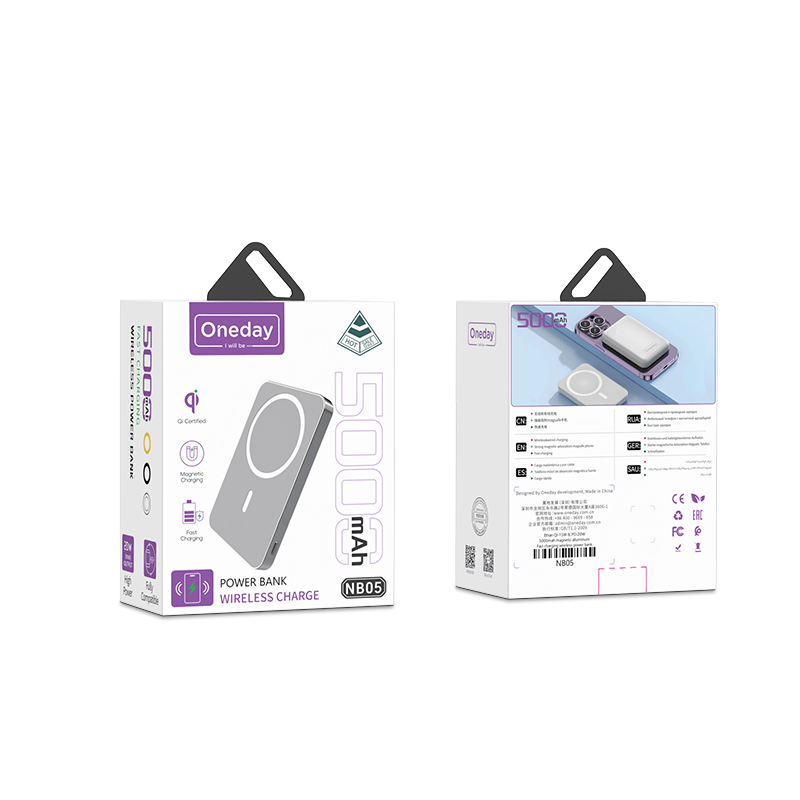 NB05 Ethan QI-15W & PD-20W 5000mah magnetic alluminum  Fast charging wireless power bank