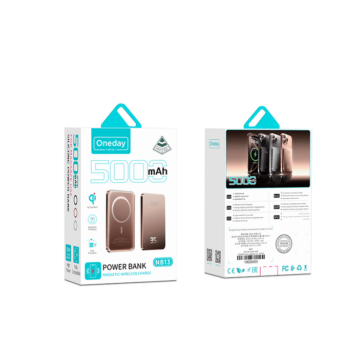 NB13 Wana QI-15W & PD-20W 5000mah magnetic alluminum  Fast charging wireless power bank