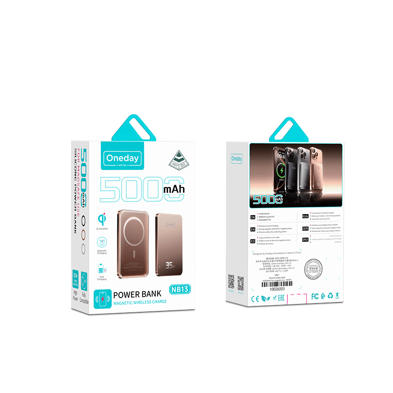 NB13 Wana QI-15W & PD-20W 5000mah magnetic alluminum  Fast charging wireless power bank