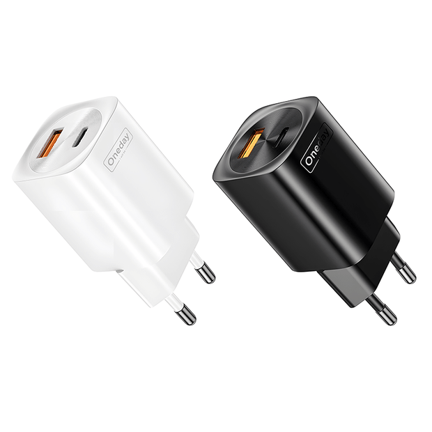 Custom Oneday NC04 20W USB + T-ypec Dual Port Charger Fast Phone Charger Portable Cell Phone Wall Charger EUPLUG
