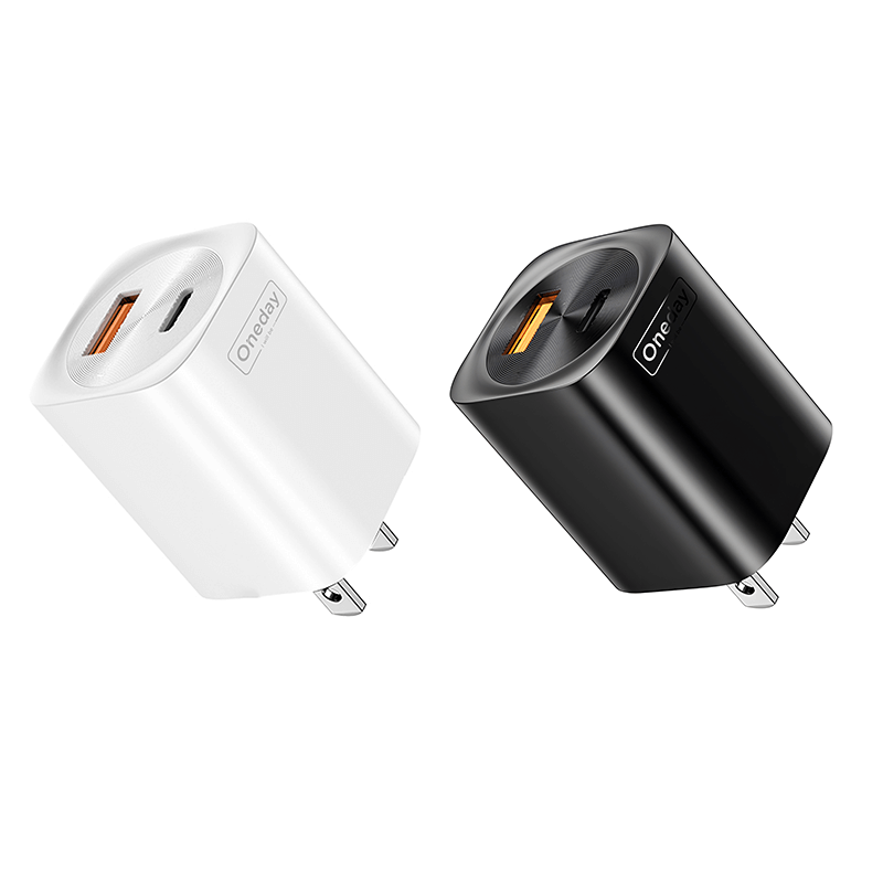 Custom Oneday NC04 20W USB + T-ypec Dual Port Charger Fast Phone Charger Portable Cell Phone Wall Charger EUPLUG