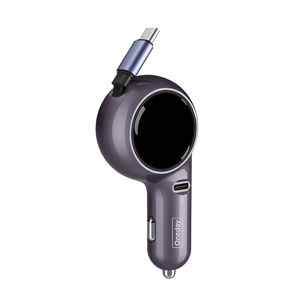 Oneday Customized NR08 60W TYPEC  + Flaxible typec cable singleport fast car charger