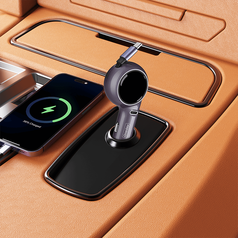 Oneday Customized NR08 60W TYPEC  + Flaxible typec cable singleport fast car charger