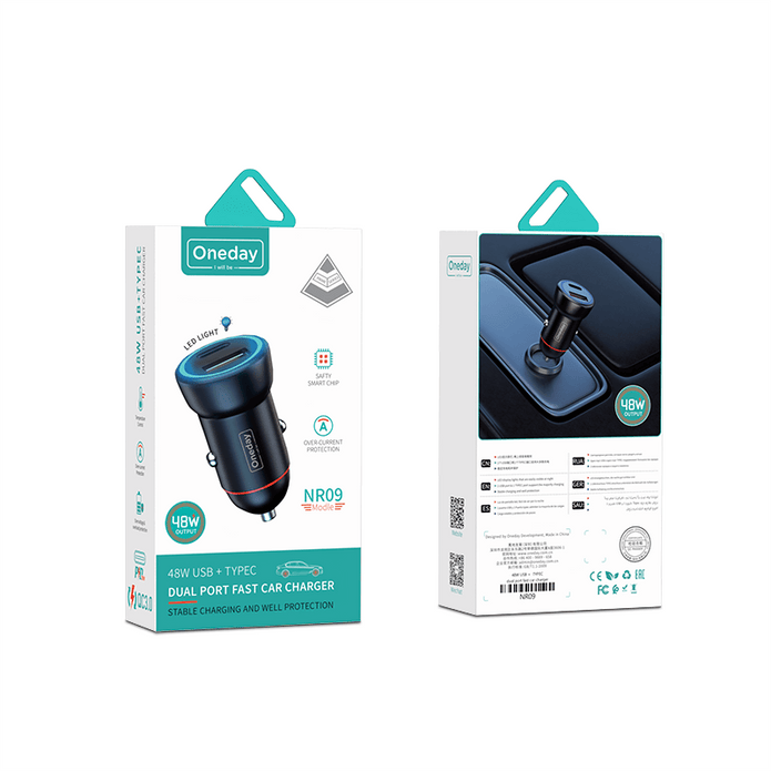 Oneday Customized NR09 48W USB +  TYPEC  dual port fast car charger