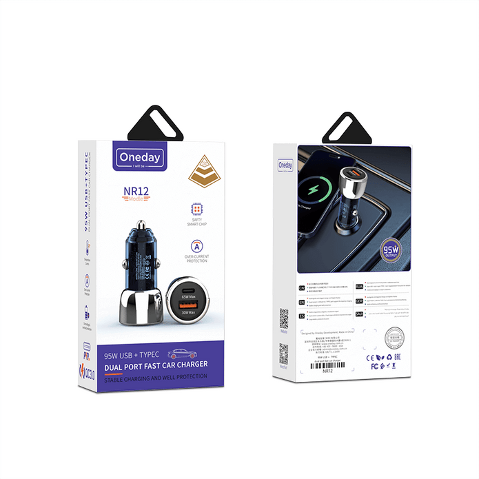 Oneday Customized NR12 95W USB + Type-c  dual port fast car charger