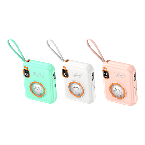 Oneday Customized OB08 10000MAH 66W  TYPEC + IPH cable  Fast charging power bank