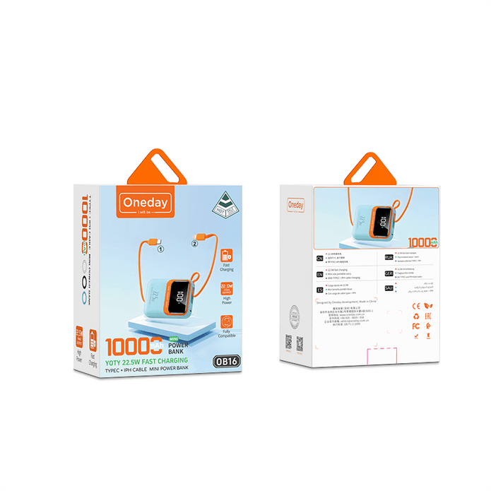 OB16 Yoty 10000mah 22.5W fast charging T-ypec + IPH cable  Mini power bank
