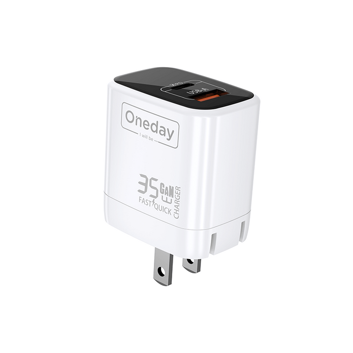 Custom Oneday EC03 45W Dual Port USB + T-ypec GaN Charger with EU Plug Fast Charging Adapters & Chargers