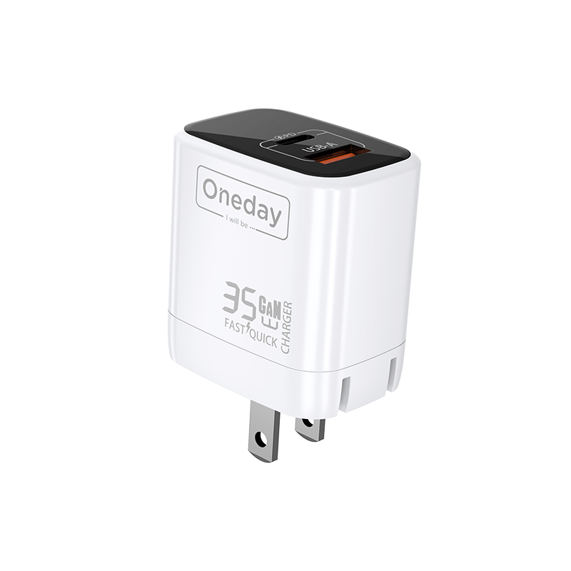 Custom Oneday EC03 45W Dual Port USB + T-ypec GaN Charger with EU Plug Fast Charging Adapters & Chargers