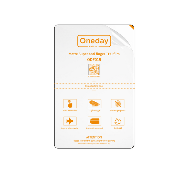 ODF019 Matte Super anti finger TPU film (25PCS/BOX)