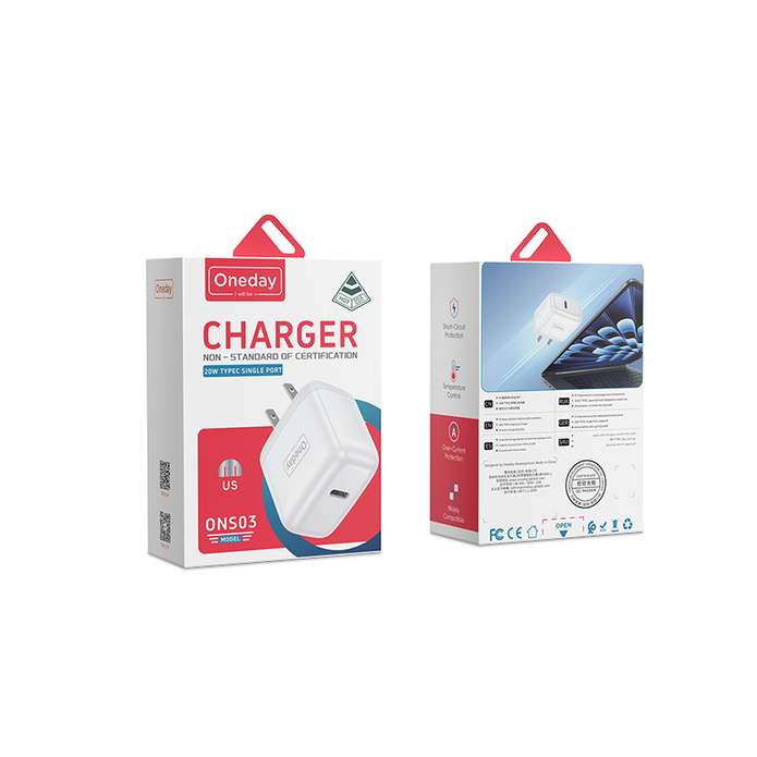 Customizable Oneday ONS04 20W USB+TYPEC dual port Charger  NON-STANDARD OF CERTIFICATION