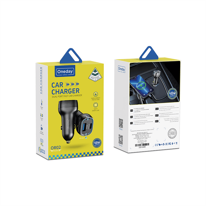 Oneday Customized OR02 48W USB + TYPEC  dual port fast car charger