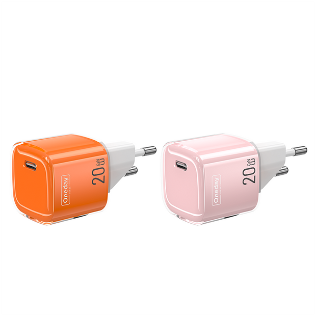 Customizable Oneday YC04 EU/US/UK  Mason Crystal 20W Mini T-ypec GaN Charger Super Adapter Fast Charging Wall Cell Phone Charger