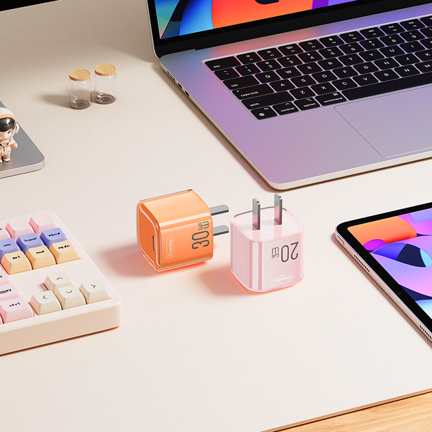 Customizable Oneday YC04 EU/US/UK  Mason Crystal 20W Mini T-ypec GaN Charger Super Adapter Fast Charging Wall Cell Phone Charger