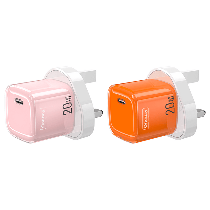Customizable Oneday YC04 EU/US/UK  Mason Crystal 20W Mini T-ypec GaN Charger Super Adapter Fast Charging Wall Cell Phone Charger