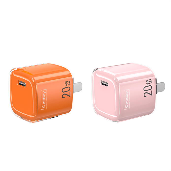 Customizable Oneday YC04 EU/US/UK  Mason Crystal 20W Mini T-ypec GaN Charger Super Adapter Fast Charging Wall Cell Phone Charger