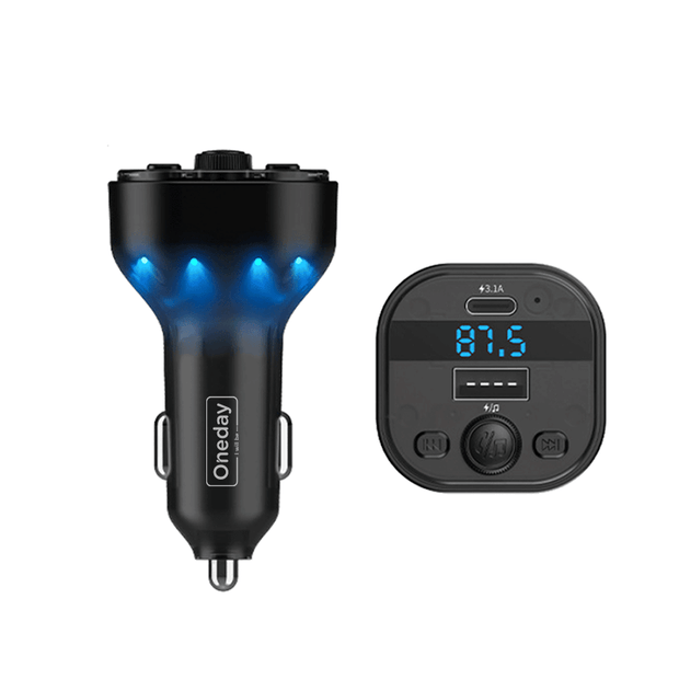 Oneday Customized YR01 Car bluetooth receiver 5V 3.1A USB + TYPEC  dual port fast car charger
